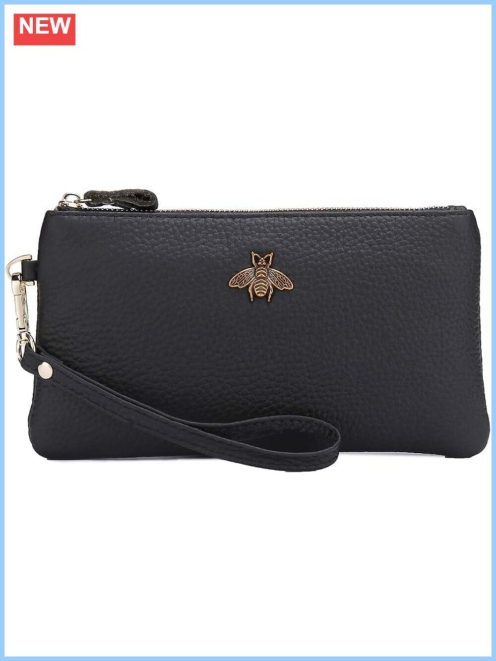 Genuine Leather Wristlet Clutch Wallet Zip Card Holder Phone Purse